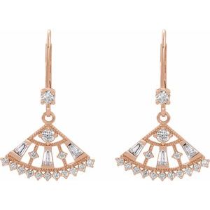 14K Rose Gold 3/4 CTW Natural Diamond Fan Earrings