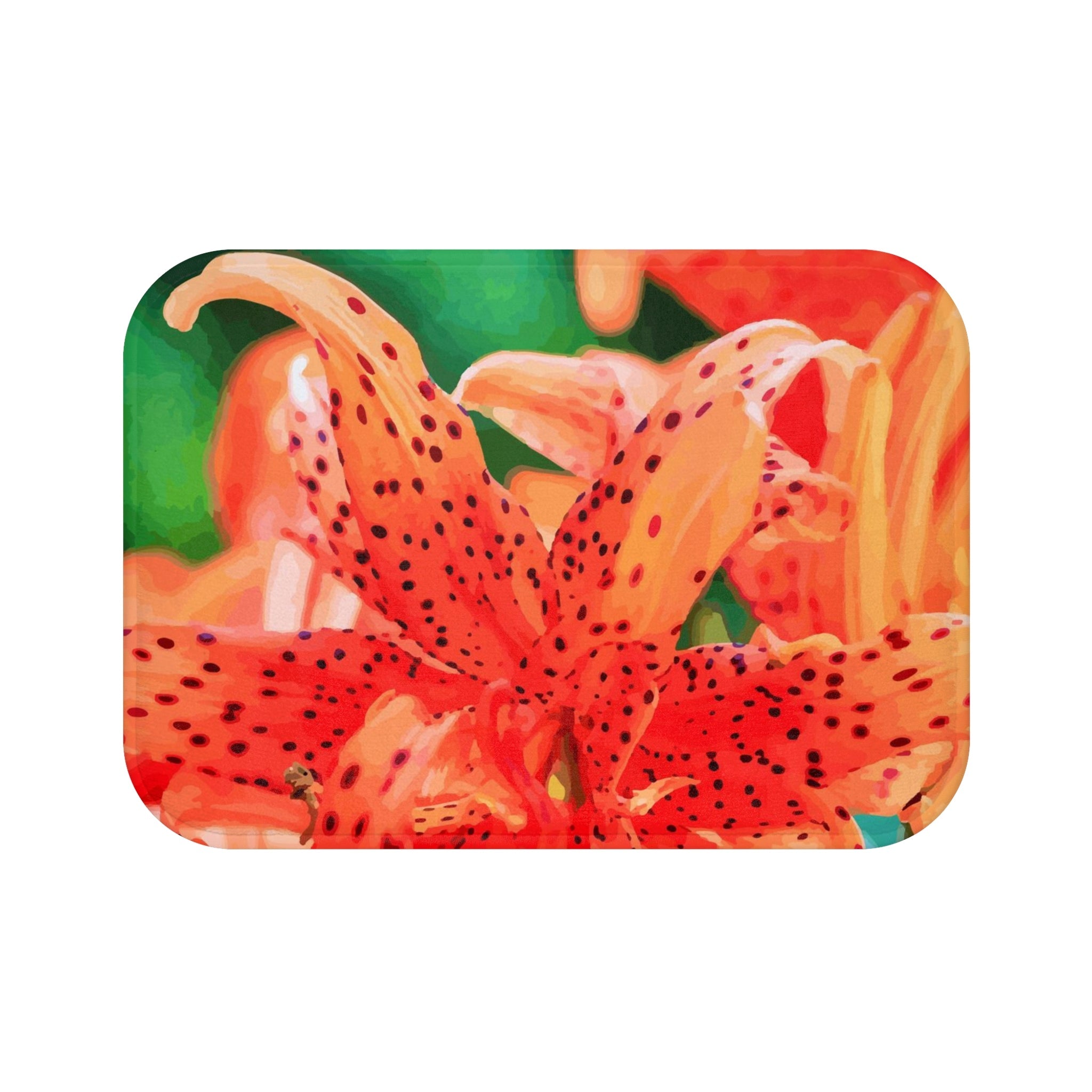 Orange Tiger Lilies Memory Foam Bath Mat