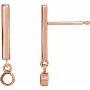 14K Rose Gold 2.5 mm Round Bezel-Set Bar Earring Mounting