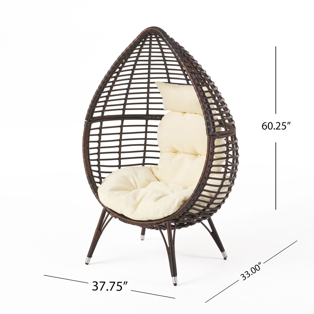 Cutter Teardrop Patio Chair With Water Resistant Cushion - Multi / Brown / Beige