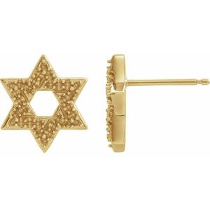 14K Yellow Gold Star of David Earring Mounting