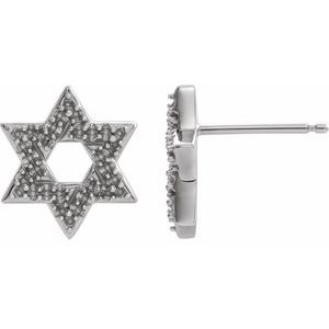 14K White Gold Star of David Earring Mounting