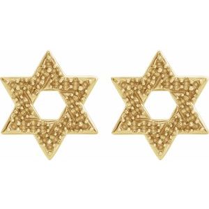 14K Yellow Gold Star of David Earring Mounting – image 2