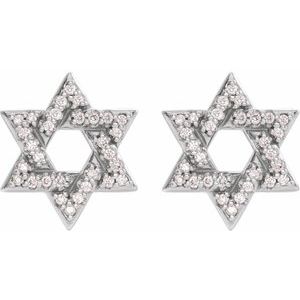 Platinum 1/8 CTW Natural Diamond Star of David Earrings – image 2
