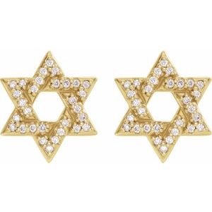14K Yellow Gold 1/8 CTW Natural Diamond Star of David Earrings – image 2