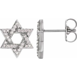 Sterling Silver 1/8 CTW Natural Diamond Star of David Earrings