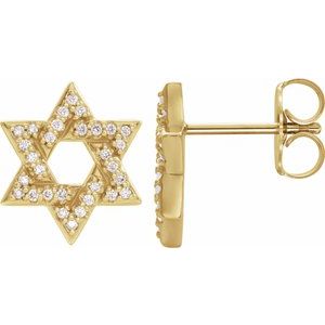 14K Yellow Gold 1/8 CTW Natural Diamond Star of David Earrings