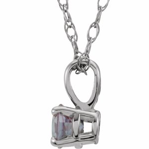 14K White Gold 3 mm Lab-Grown Alexandrite Youth Solitaire 14" Necklace
