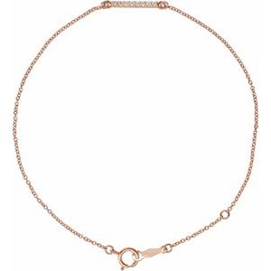 14K Rose Gold .07 CTW Natural Diamond Bar 6 1/2-71/2" Bracelet