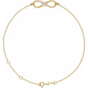 14K Yellow Gold 1/8 CTW Natural Diamond Infinity-Inspired 6 1/2-7 1/2" Bracelet