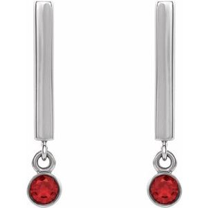 14K White Gold Natural Ruby Bar Earrings – image 2