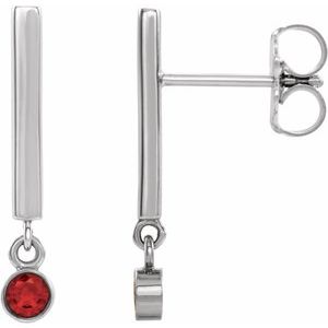 14K Rose Gold Natural White Sapphire Bar Earrings – image 3