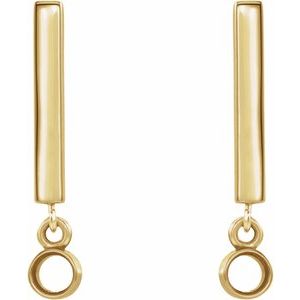 14K Yellow Gold 2.5 mm Round Bezel-Set Bar Earring Mounting – image 2