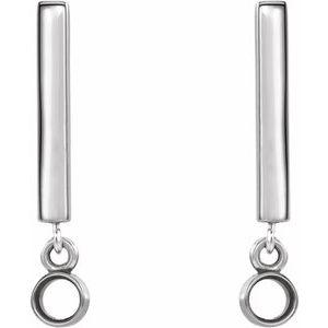14K White Gold 2.5 mm Round Bezel-Set Bar Earring Mounting – image 2