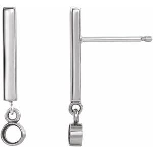 Platinum 2.5 mm Round Bezel-Set Bar Earring Mounting