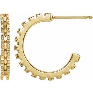 14K Yellow Gold 1.7 mm Round French-Set 15 mm Huggie Hoop Earring Mounting