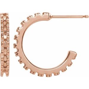 14K Rose Gold 1.7 mm Round French-Set 15 mm Huggie Hoop Earring Mounting