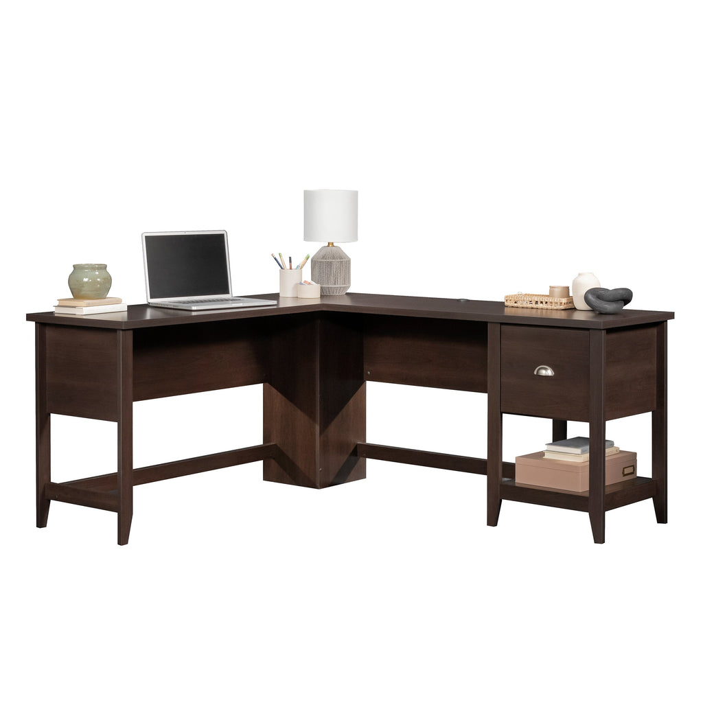 L-Shaped Desk, Brown finish