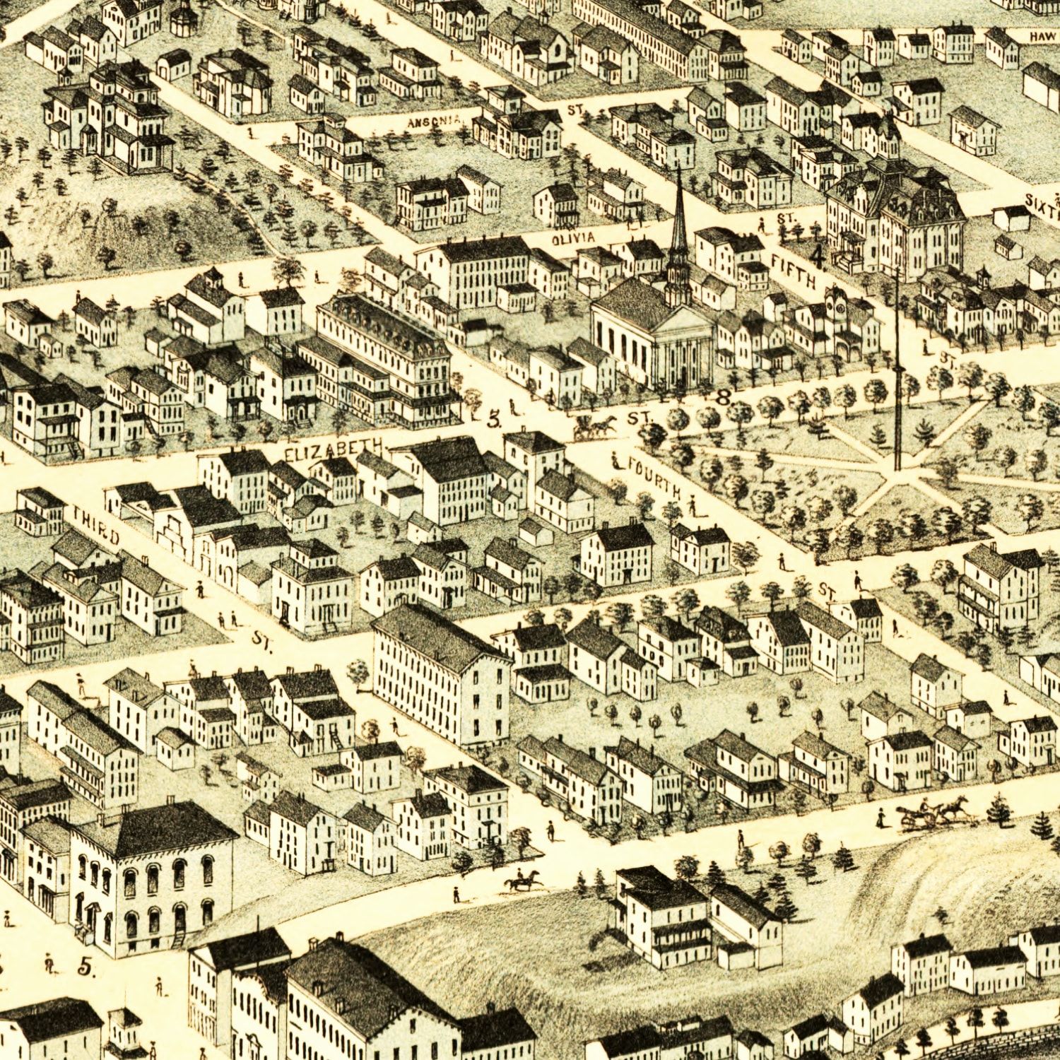 Vintage Map of Birmingham, Connecticut 1876