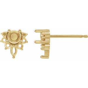 14K Yellow Gold Accented Earring Mounting