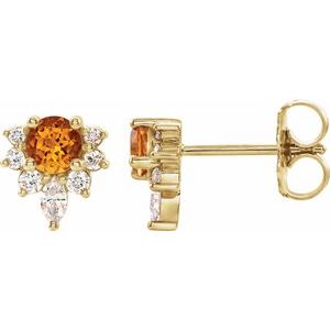 Platinum Natural Mozambique Garnet & 1/6 CTW Natural Diamond Earrings – image 4
