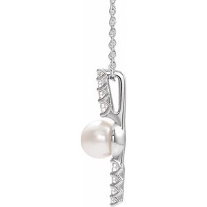 Accented Pearl Bar Necklace or Pendant