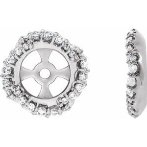 14K White Gold 1/4 CTW Natural Diamond Halo-Style Earring Jackets