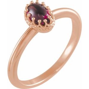 14K Rose Gold Natural Rhodolite Garnet Crown Ring