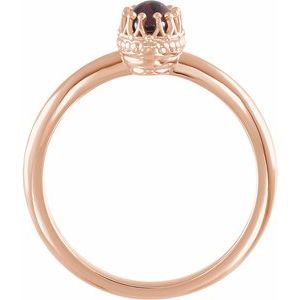 14K Rose Gold Natural Rhodolite Garnet Crown Ring