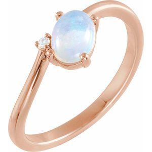 14K Rose Gold Natural Ethiopian Opal & .03 CT Natural Diamond Bypass Ring