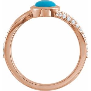 14K Rose Gold Natural Turquoise Cabochon & 1/5 CTW Natural Diamond Ring