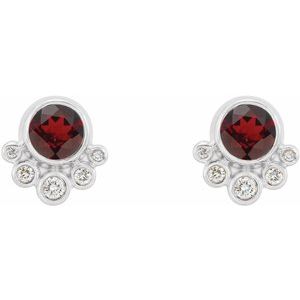 Platinum Natural Mozambique Garnet & 1/8 CTW Natural Diamond Earrings – image 2