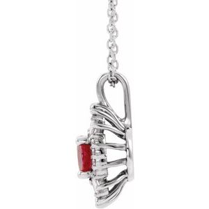 Sterling Silver Natural Ruby & 1/3 CTW Natural Diamond 16-18" Necklace