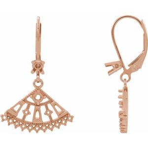14K Rose Gold 2.5 mm Round Accented Fan Earring Mounting