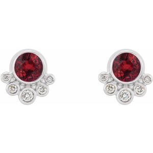 14K White Gold Natural Ruby & 1/8 CTW Natural Diamond Earrings – image 2