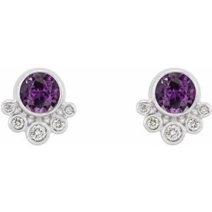 Sterling Silver Lab-Grown Alexandrite & 1/8 CTW Natural Diamond Earrings – image 2