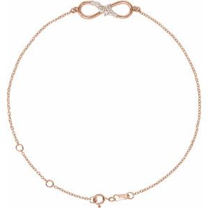 14K Rose Gold 1/8 CTW Natural Diamond Infinity-Inspired 6 1/2-7 1/2" Bracelet