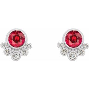 Platinum Lab-Grown Ruby & 1/8 CTW Natural Diamond Earrings – image 2
