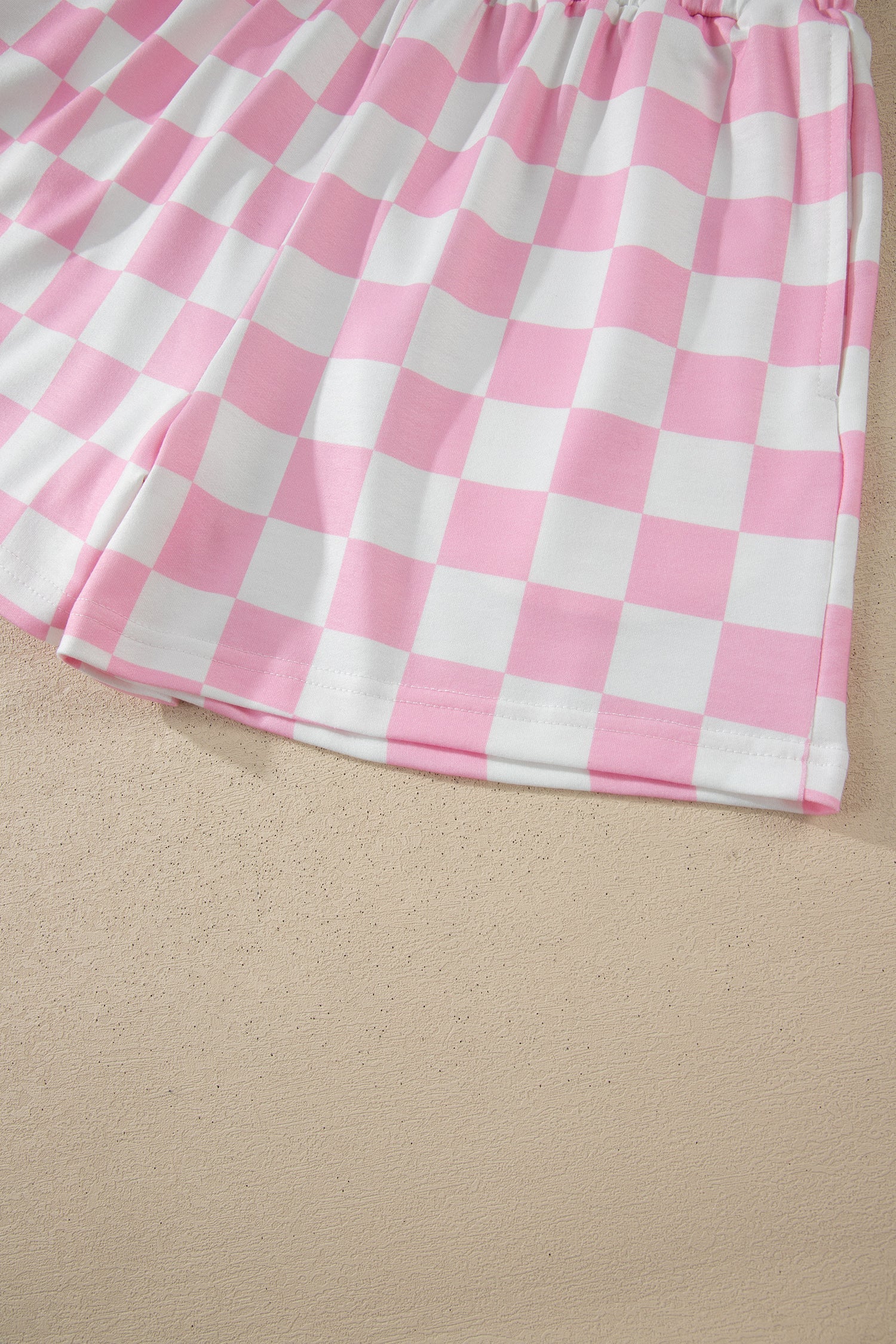 Checker Colorblock Mock Neck Top & Short Set