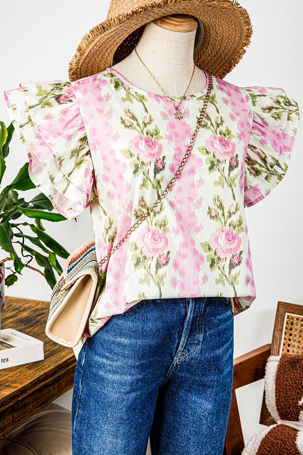 Floral Ruffle Short Sleeve Top