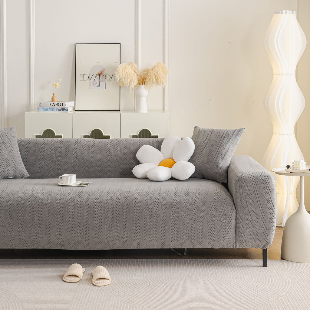 High Stretch Herringbone Textured Slipcover for Standard & L-Shaped Sectional Couches