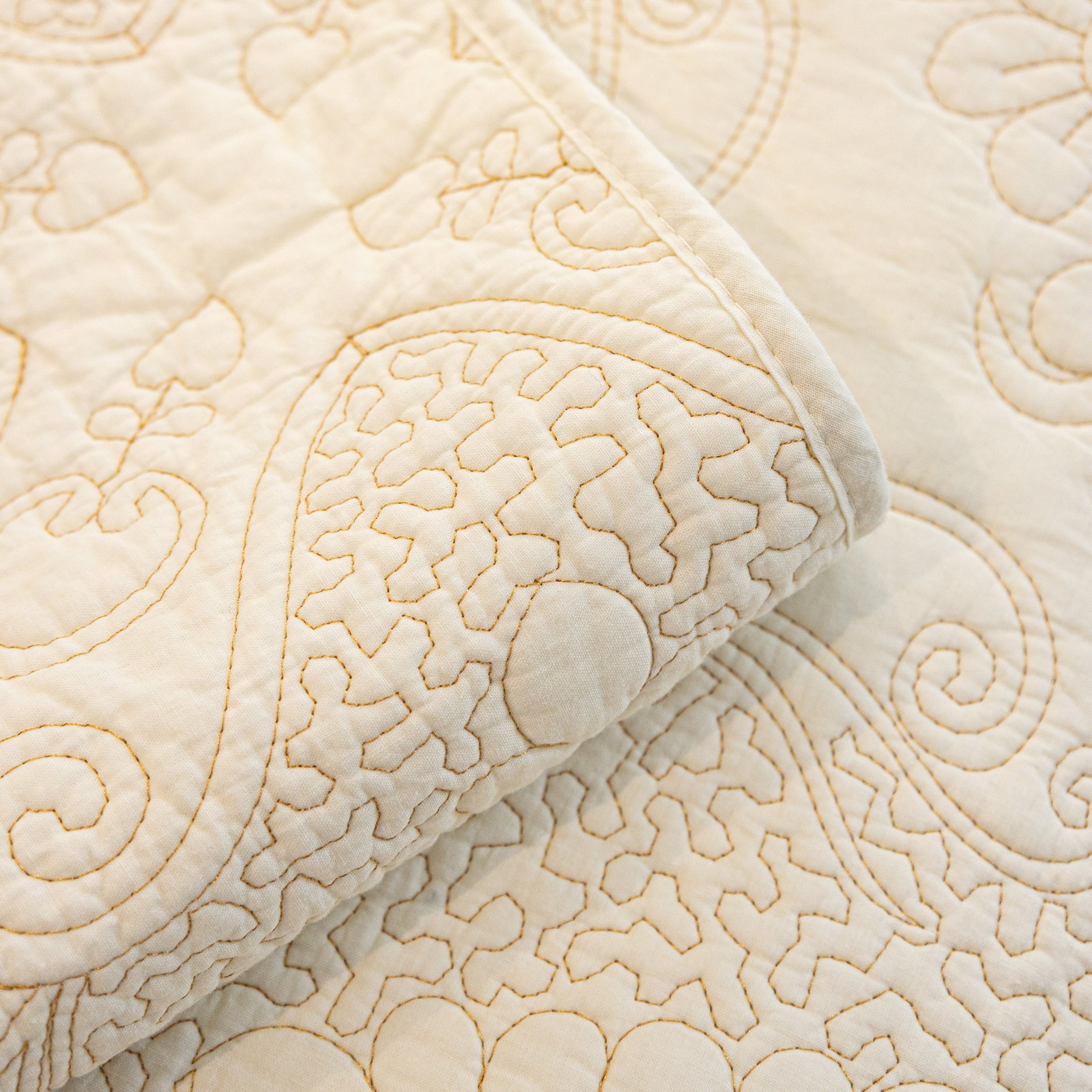 Baroque Floral Quilted Cotton Sofa Cover, Non-Slip Washable Couch Protector