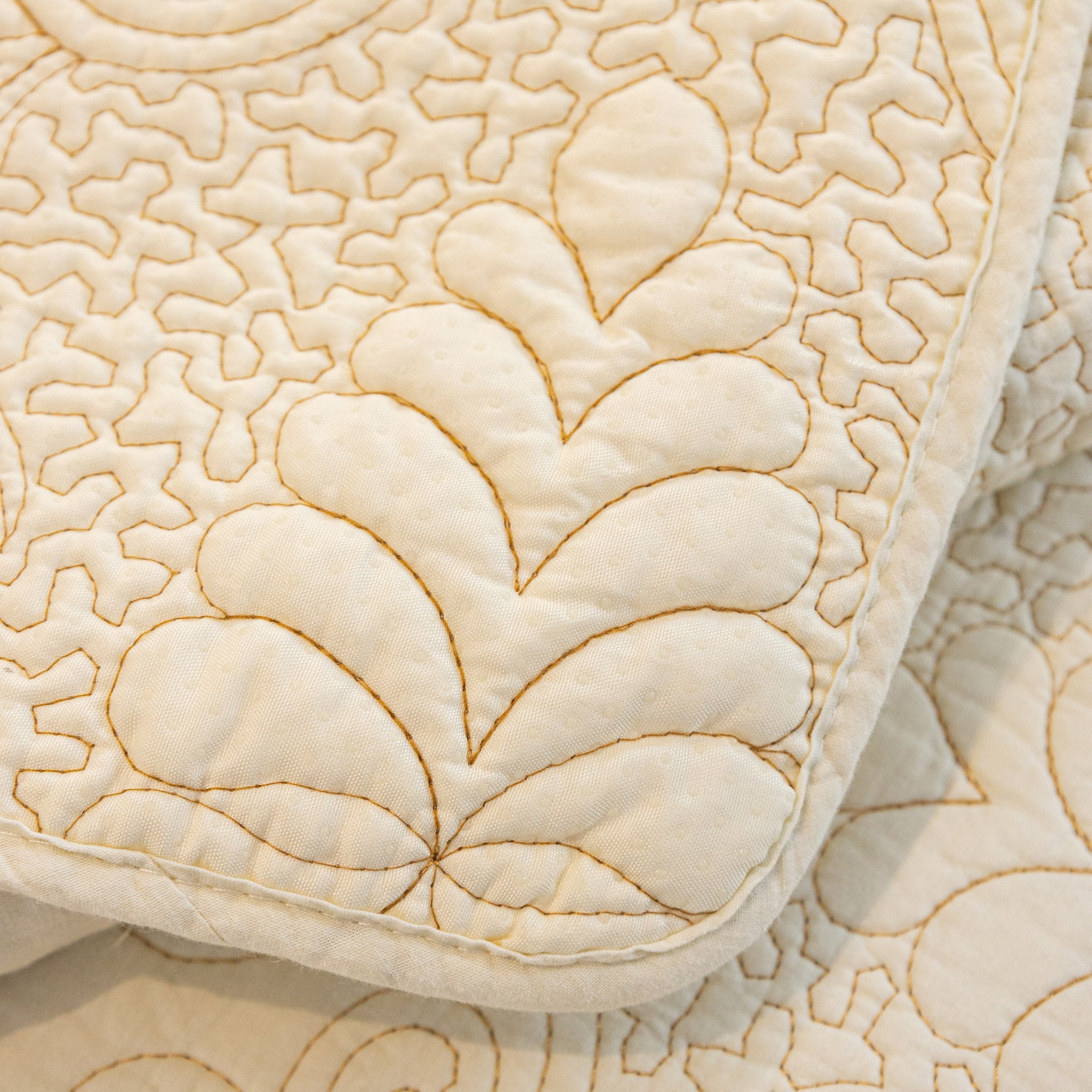 Baroque Floral Quilted Cotton Sofa Cover, Non-Slip Washable Couch Protector