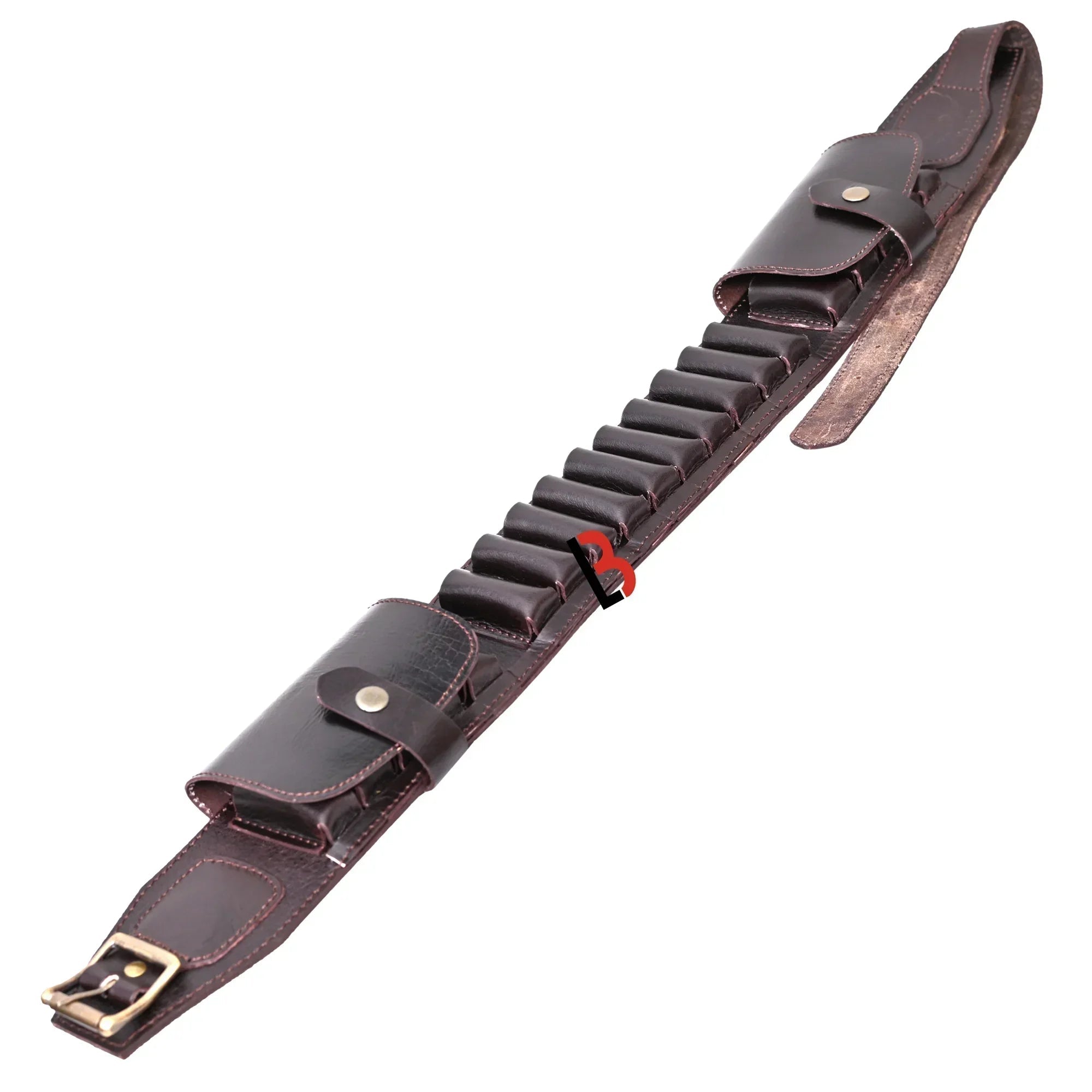 Cowhide Leather Shotshell Bandolier Cartridge Belt Two Flap Ammunition Carrier