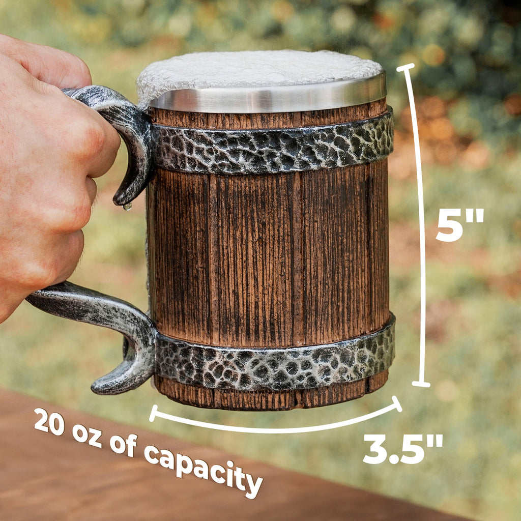 Viking Beer Barrel Tankard – 20 oz Insulated Mug