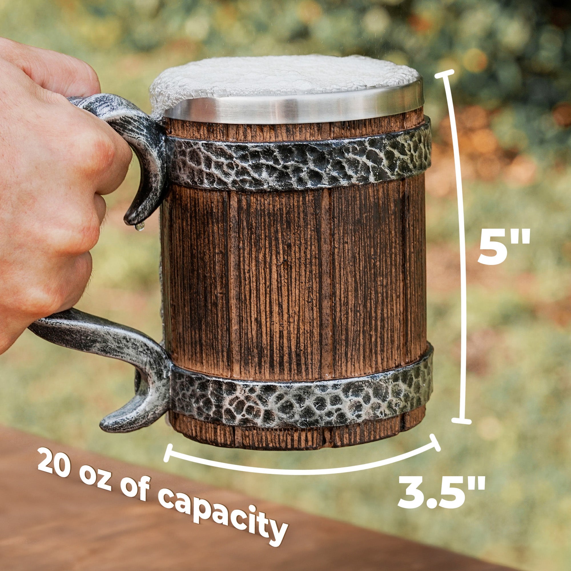 Viking Beer Barrel Tankard – 20 oz Insulated Mug