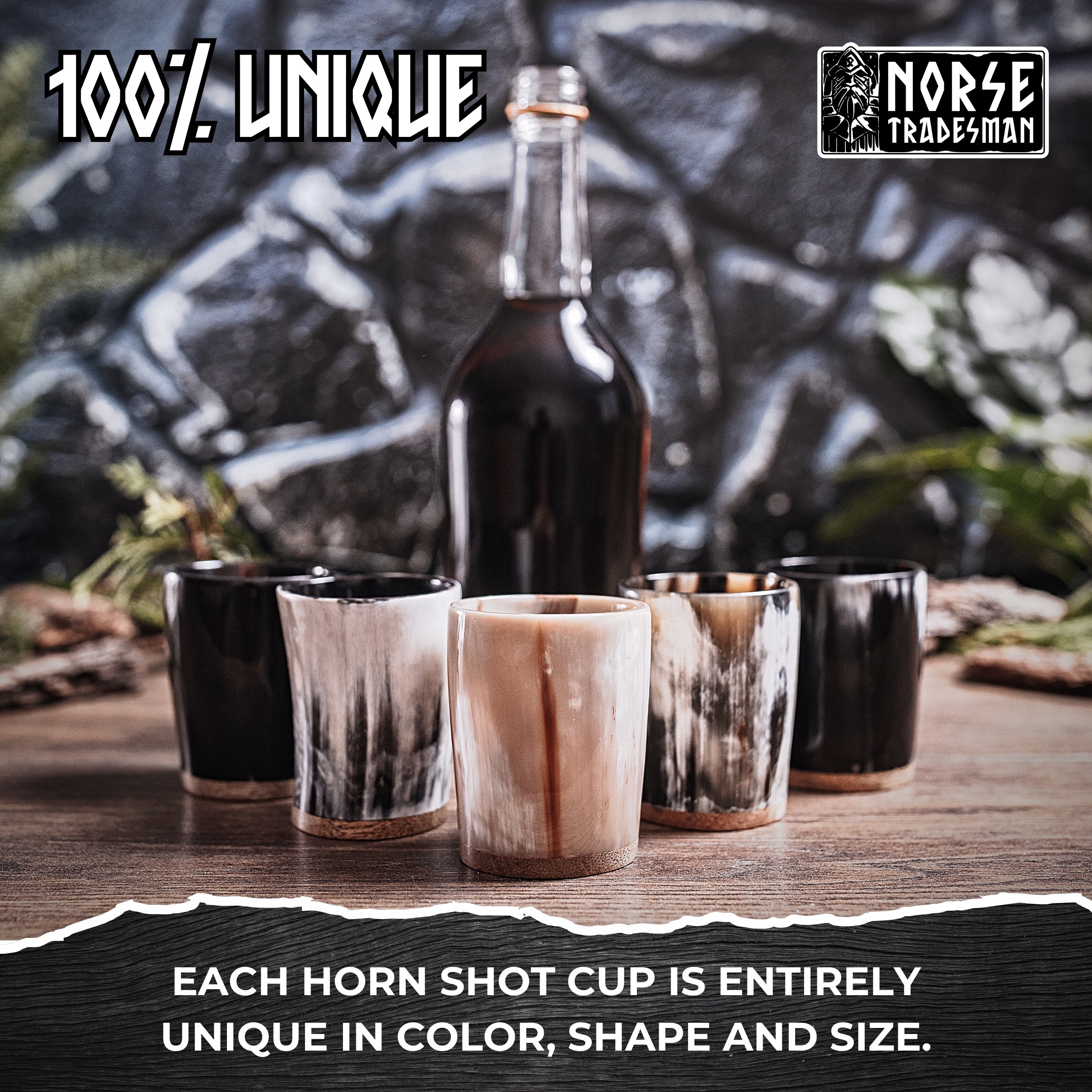 Viking Shot Cups – Genuine Ox Horn 5-Pack