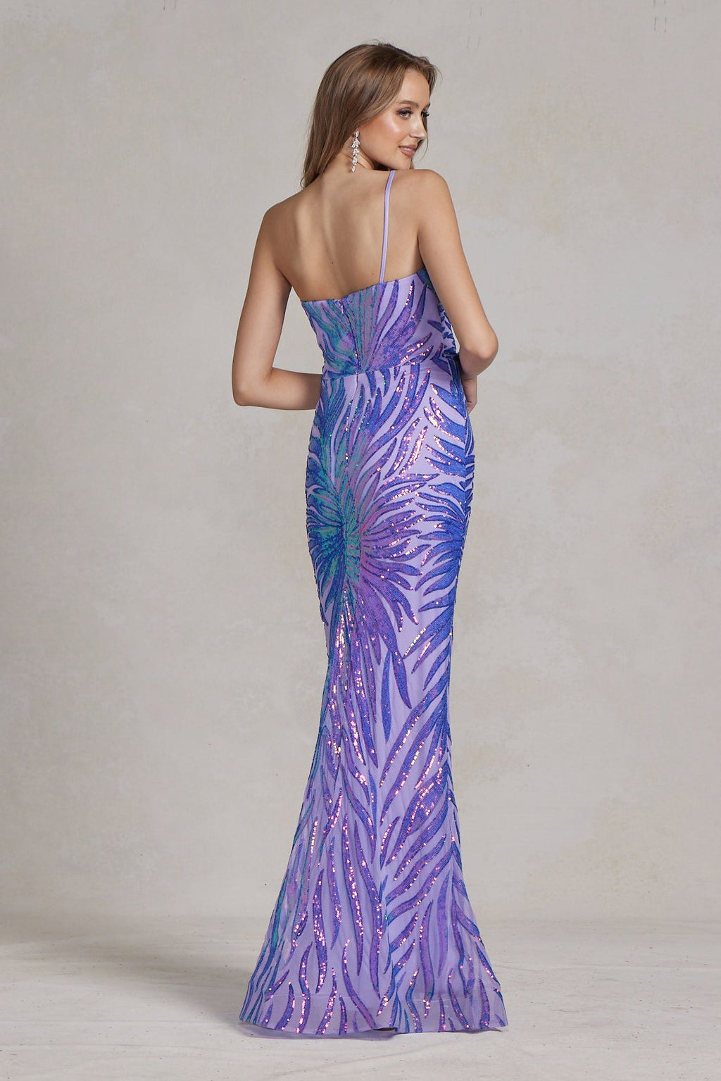 Intricate Sequins Embellished One Shoulder Stunning Dress w/ Mermaid Cut NXR1204