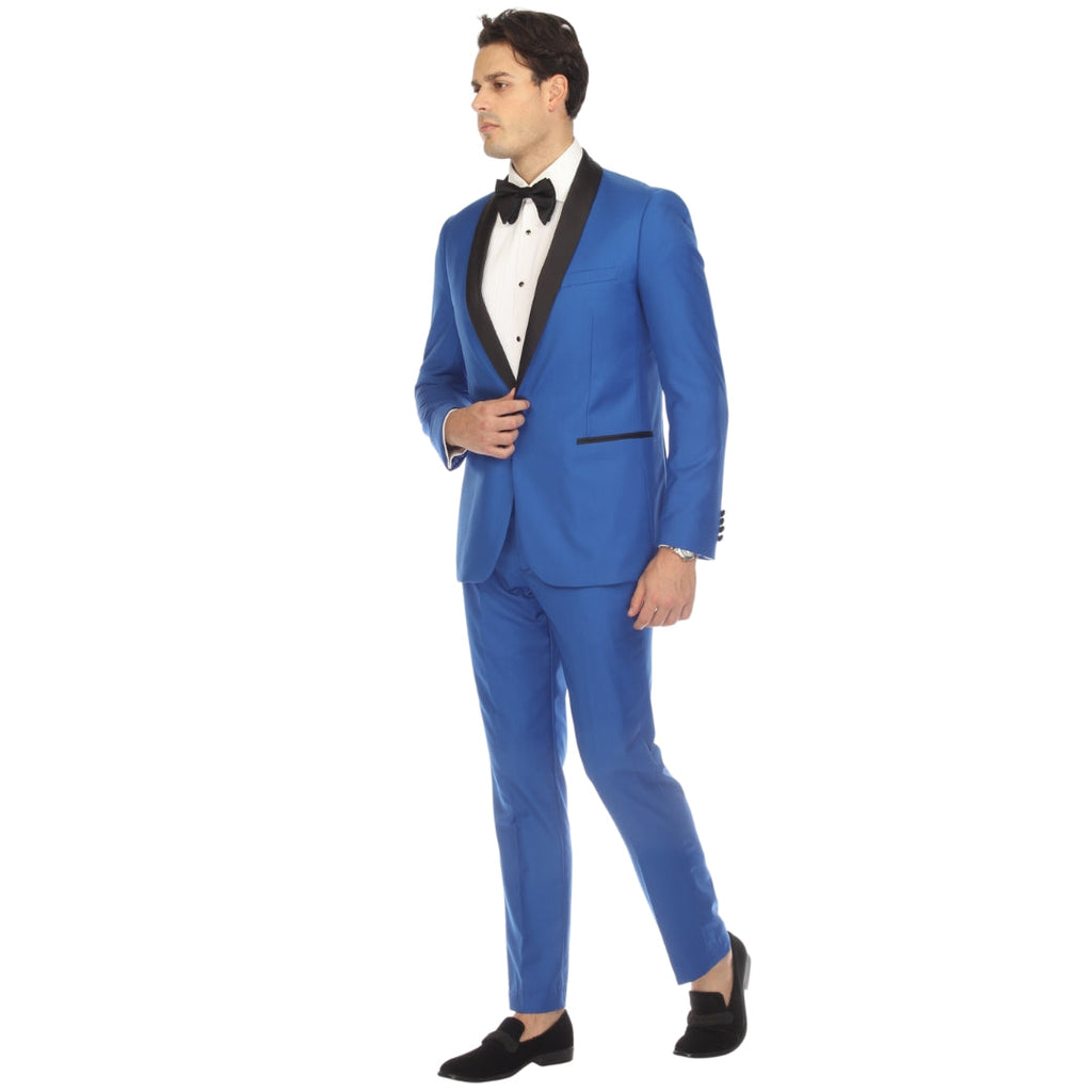Men's Royal Blue Shawl Lapel Tuxedo – Slim Fit 2 Piece Suit | Ferrecci Reno