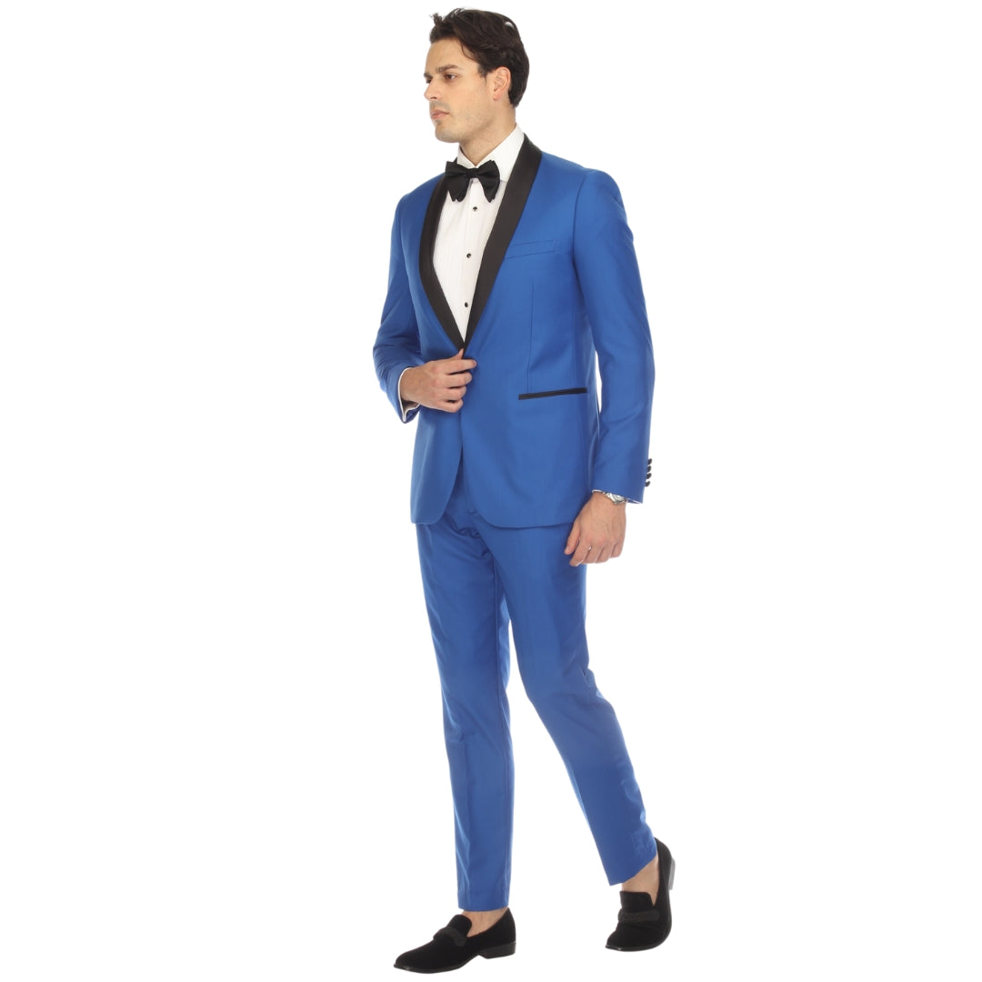 Men's Royal Blue Shawl Lapel Tuxedo – Slim Fit 2 Piece Suit | Ferrecci Reno